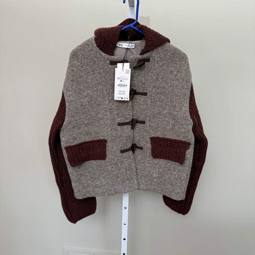 Zara Women's Two-Tone Wool Blend Jacket size XS-S new with tags - Picture 2 of 5